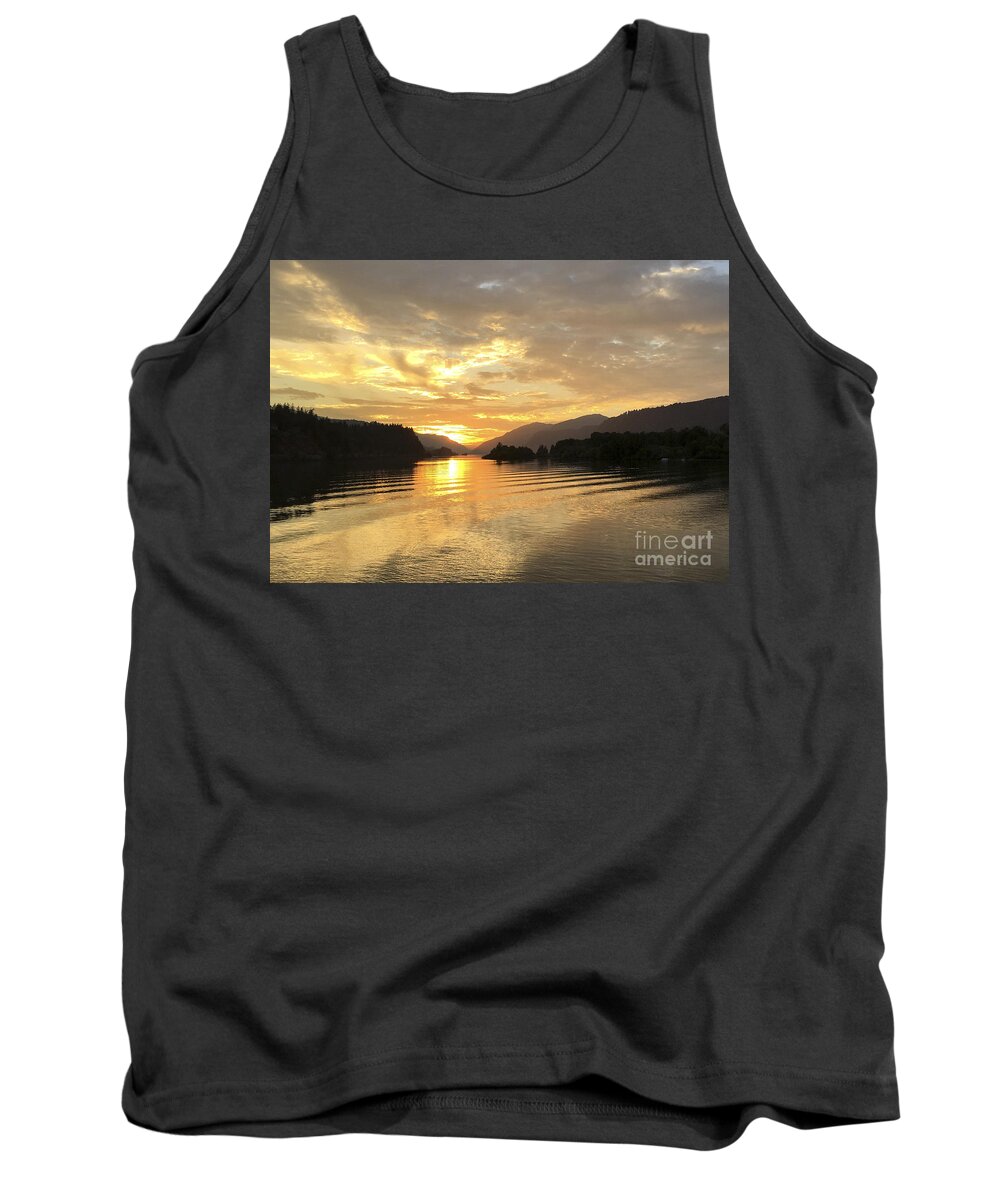 Hood River Tank Top featuring the photograph Hood River Golden Sunset by Charlene Mitchell