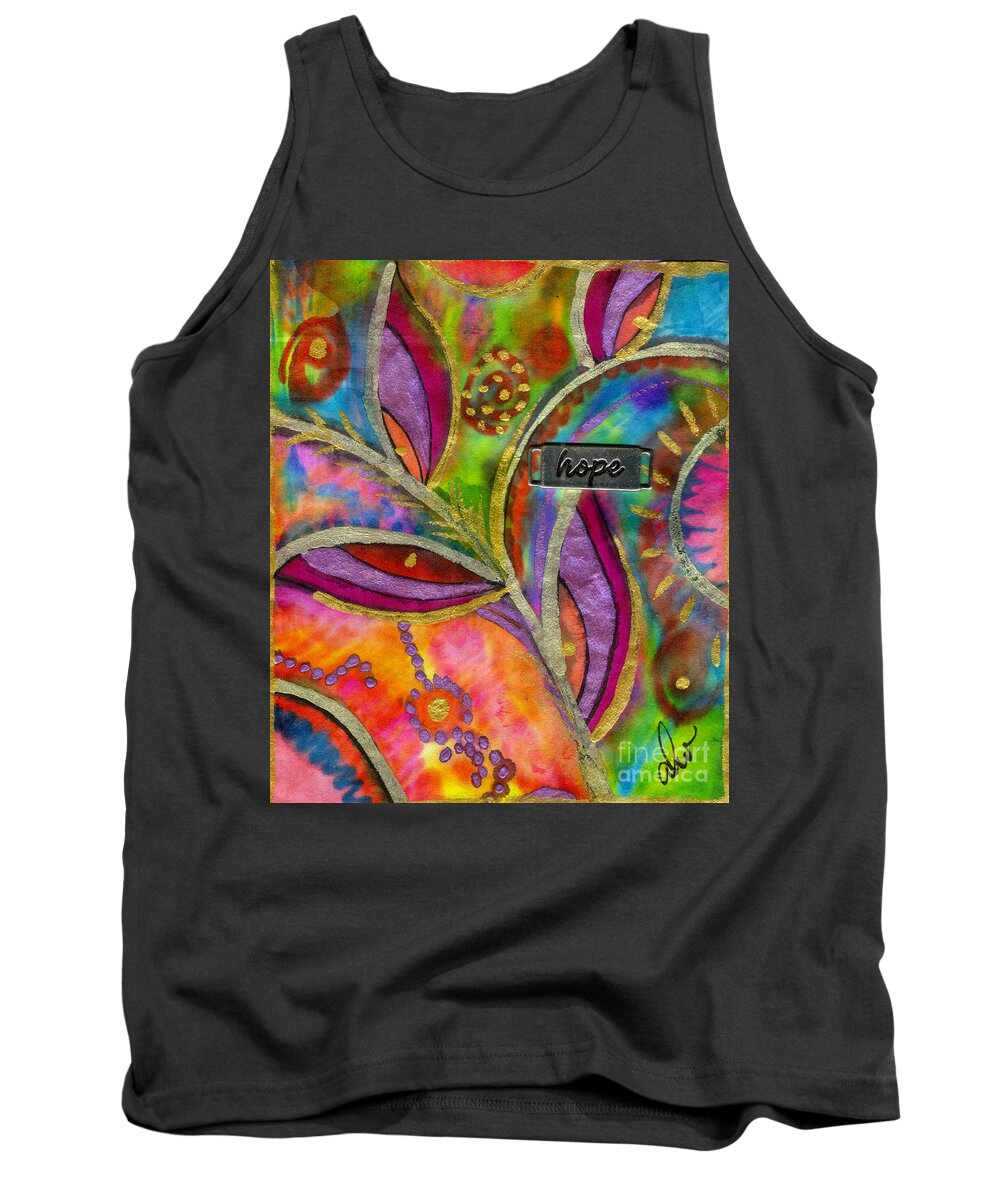 Abstract Tank Top featuring the mixed media Hope Springs Anew by Angela L Walker