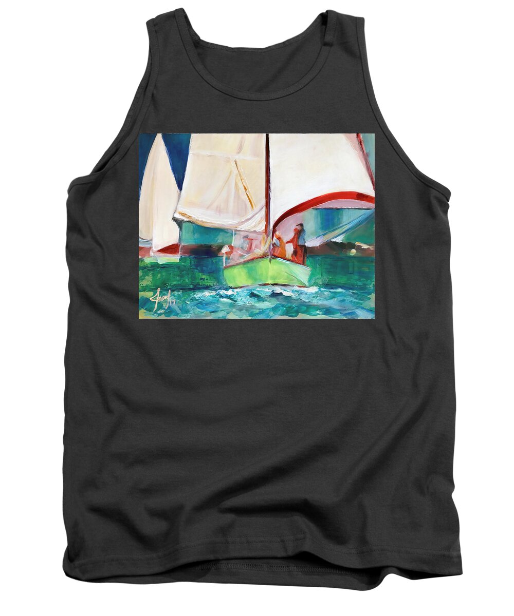 Hope Town Tank Top featuring the painting Hope Towards the Finish by Josef Kelly