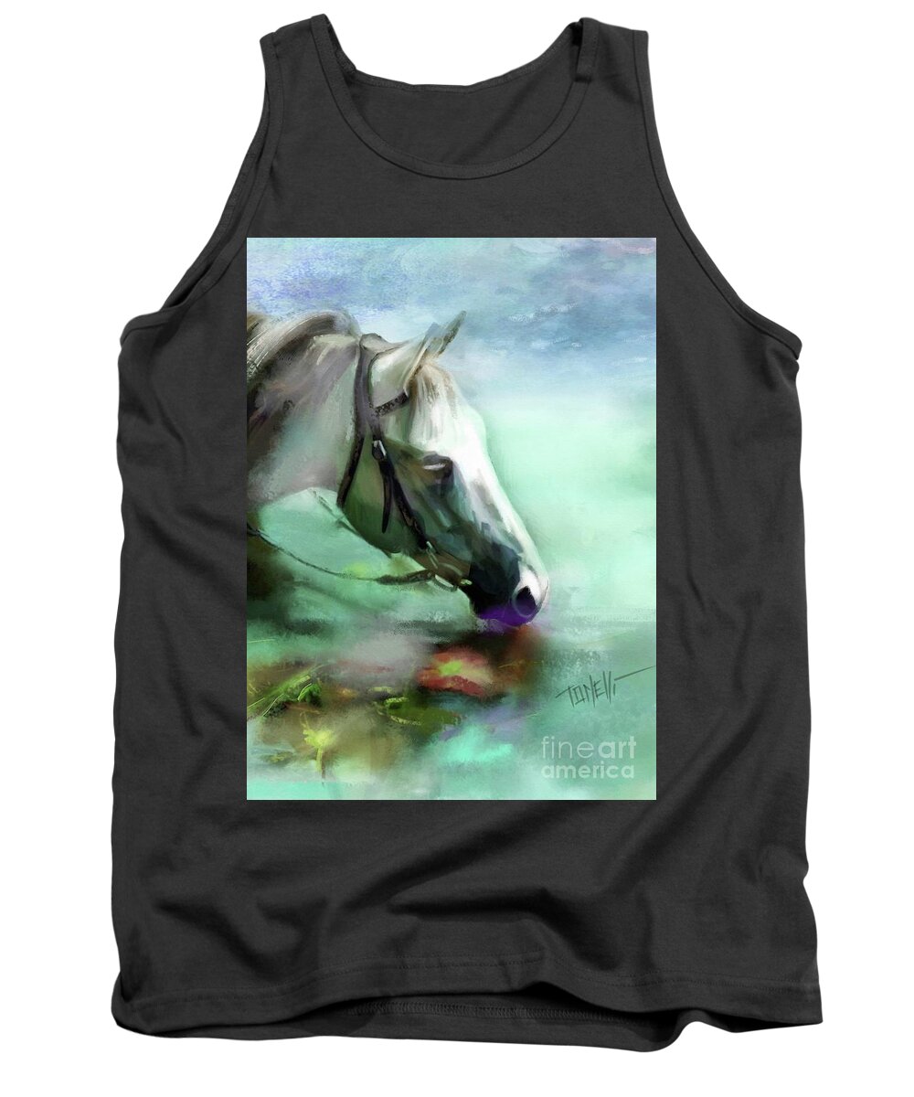 Horses Tank Top featuring the mixed media Horse Andalusian by Mark Tonelli