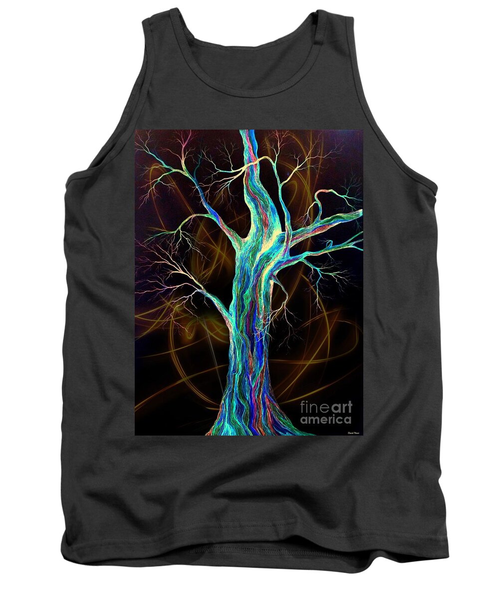 Tree Tank Top featuring the drawing Hot Blue Blood by David Neace