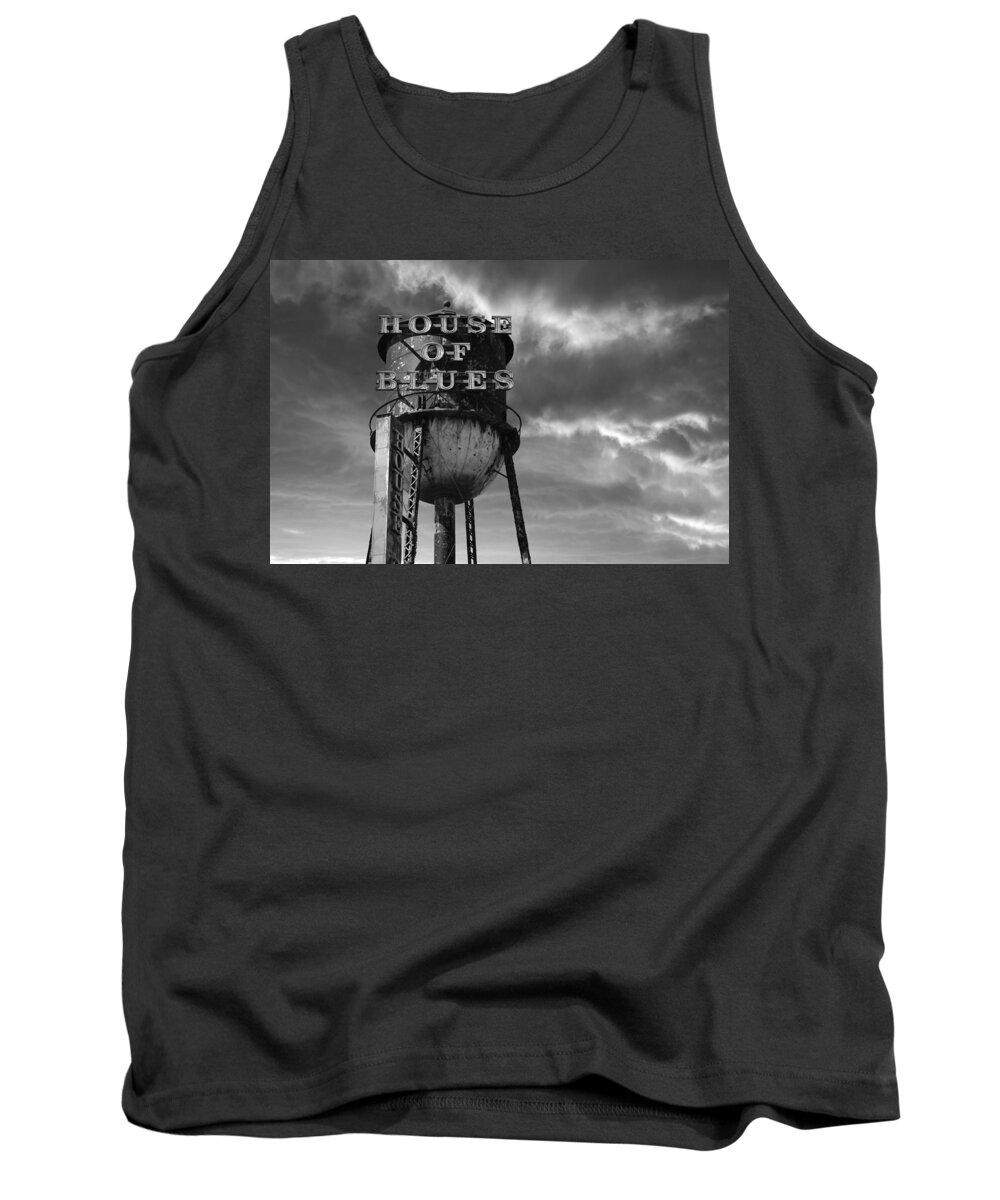 Laura Fasulo Tank Top featuring the photograph House Of Blues B/w by Laura Fasulo