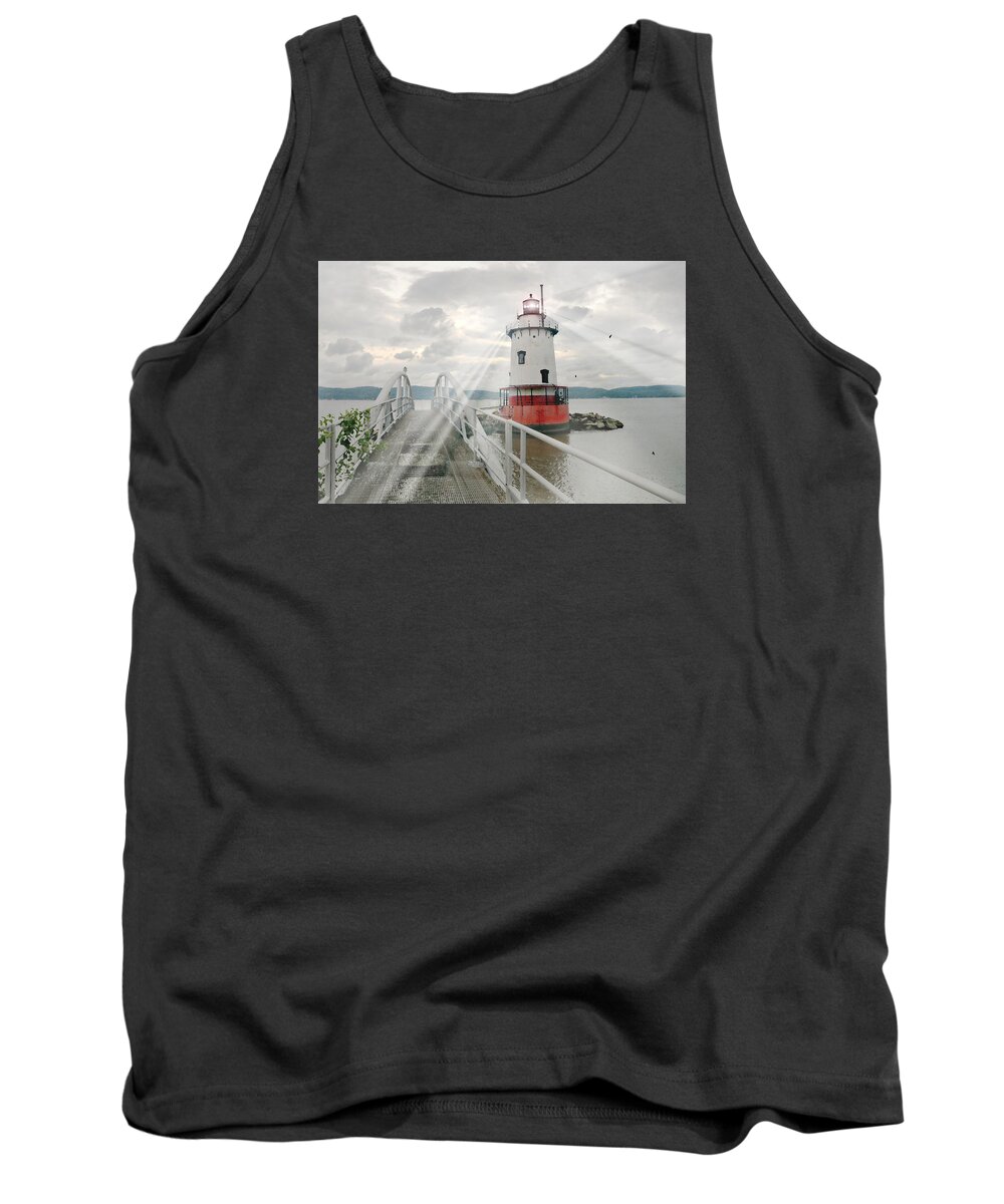 Tarrytown Lighthouse Tank Top featuring the photograph Hudson Light by Diana Angstadt