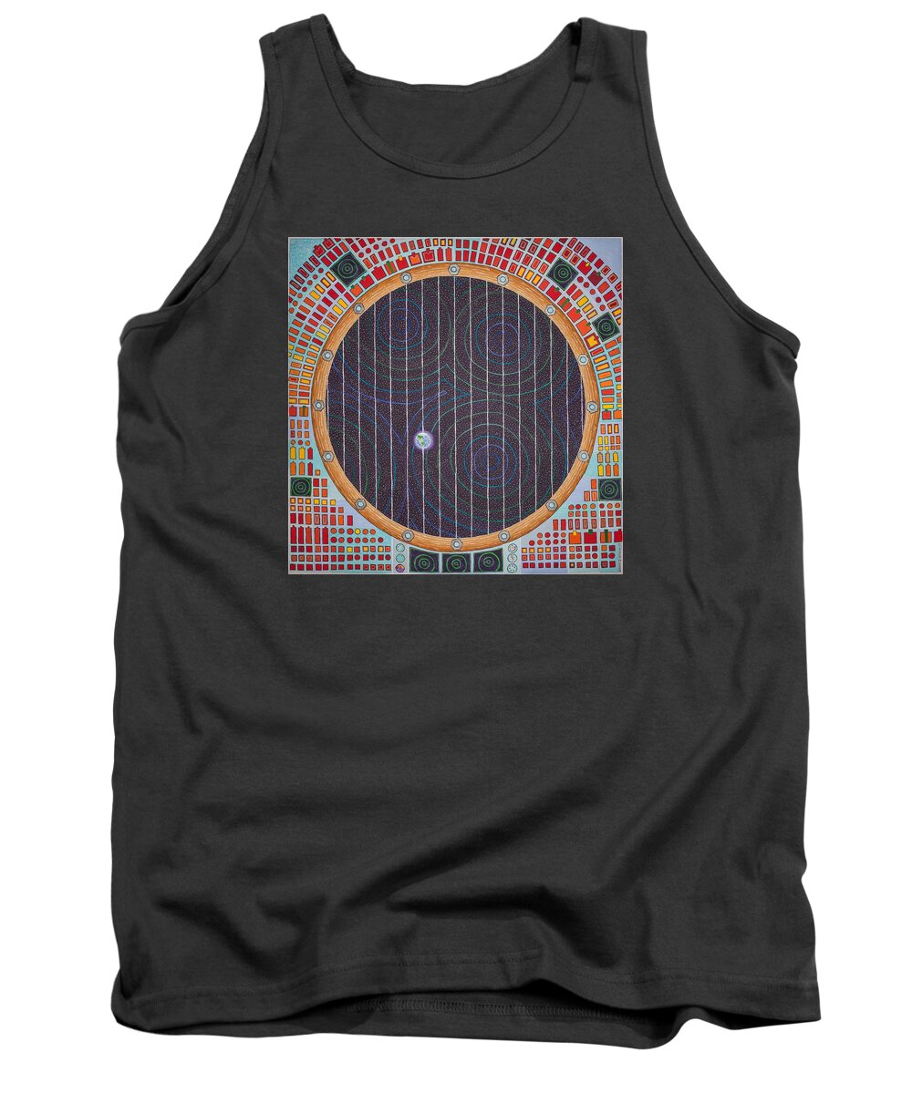 3d Tank Top featuring the painting Hundertwasser Shuttle Window by Jesse Jackson Brown