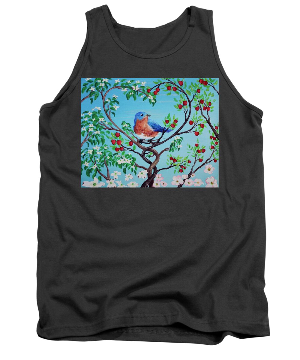 Eastern Bluebird Tank Top featuring the painting I Love A Challenge In Uniqueness by M E
