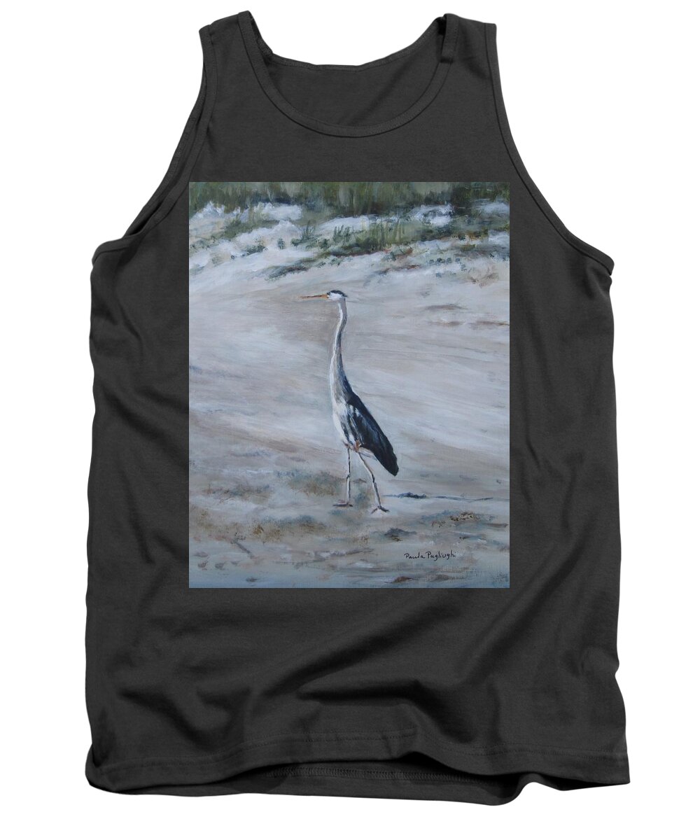 Blue Heron Tank Top featuring the painting I Need My Space by Paula Pagliughi