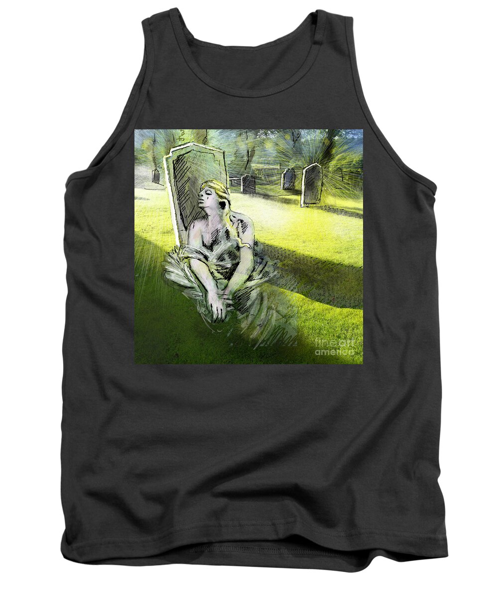 Painting All Saints Day Graves Flowers Tank Top featuring the painting I wish you were here by Miki De Goodaboom