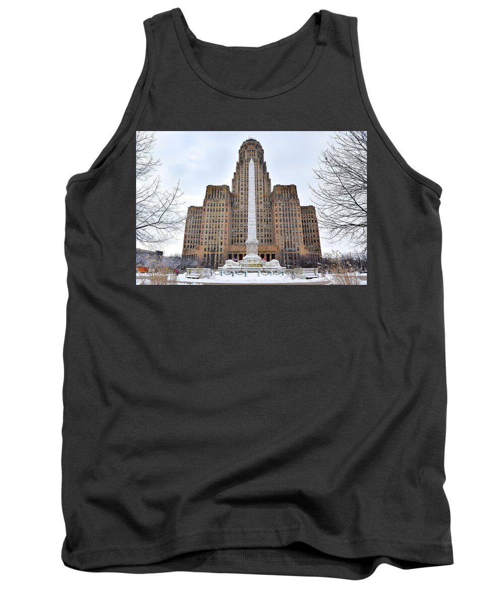 Art Deco Tank Top featuring the photograph Iconic Buffalo City Hall in Winter by Nicole Lloyd