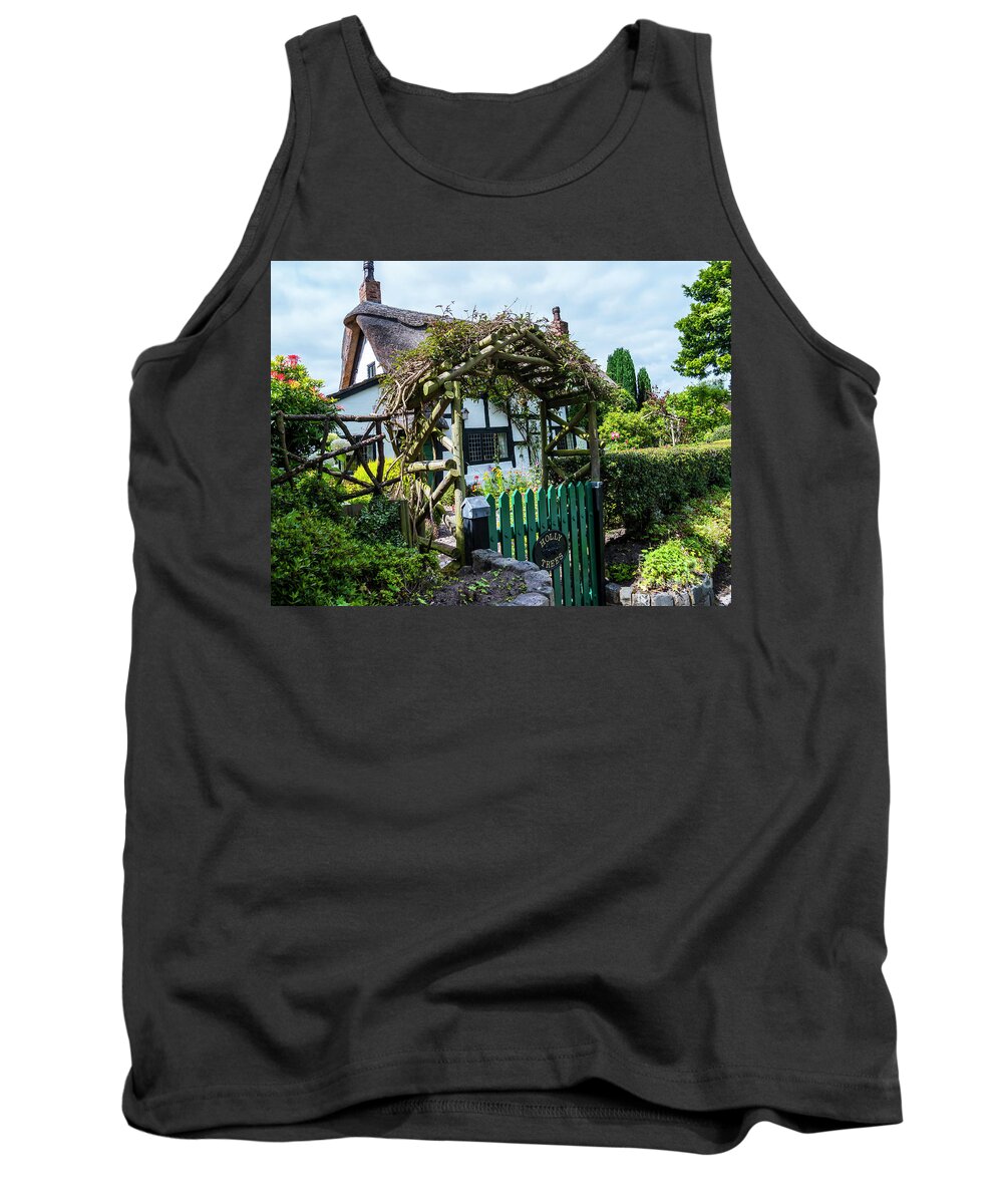 Alderley Tank Top featuring the photograph Idyllic Holly Trees Cottage by Brenda Kean
