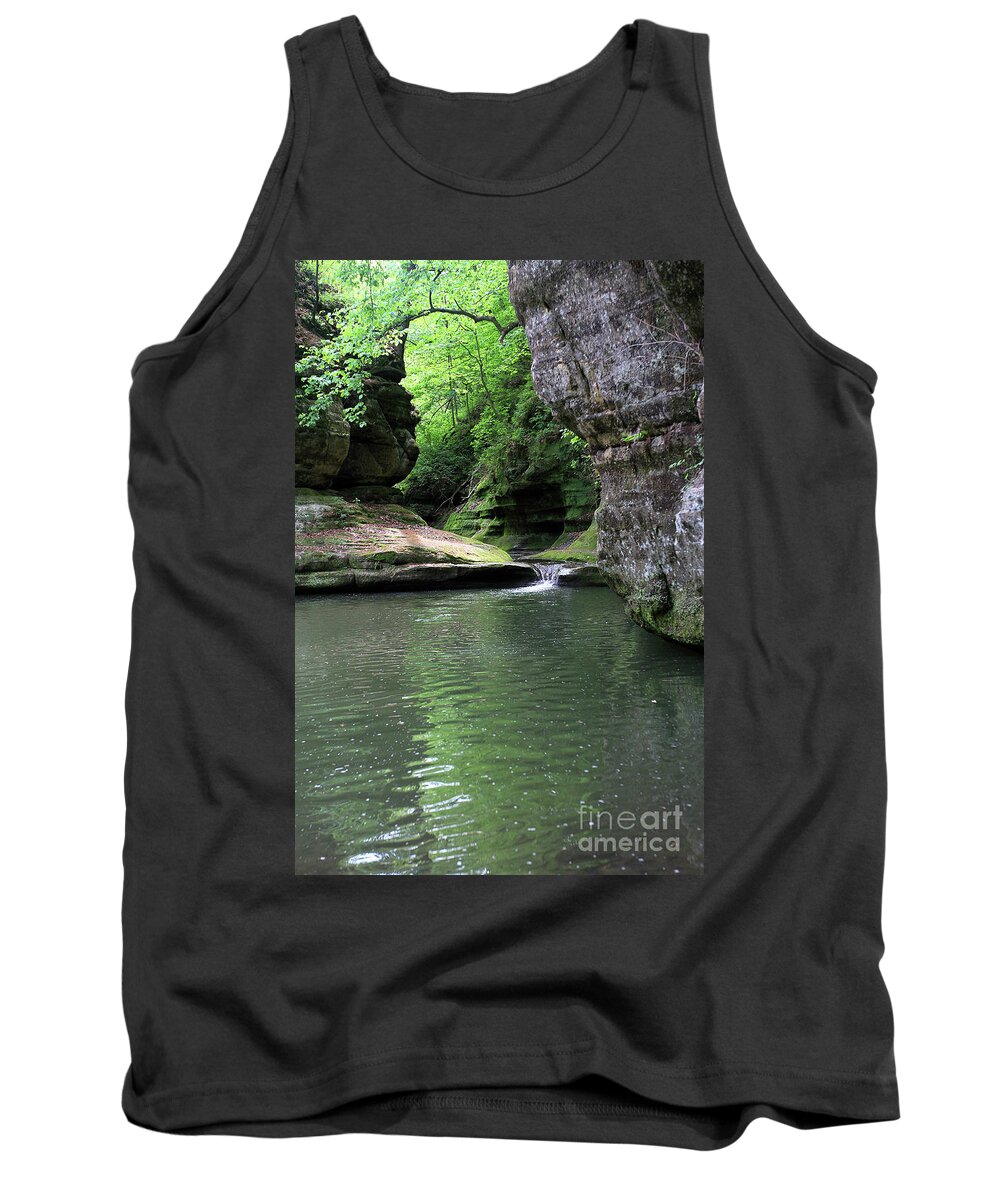 Starved Rock State Park Tank Top featuring the photograph Illinois Canyon Summer by Paula Guttilla