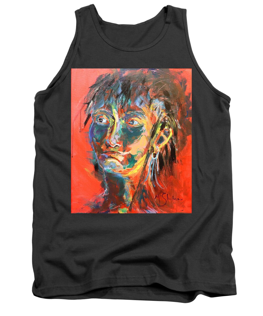 Portrait Tank Top featuring the painting I'm good by Madeleine Shulman