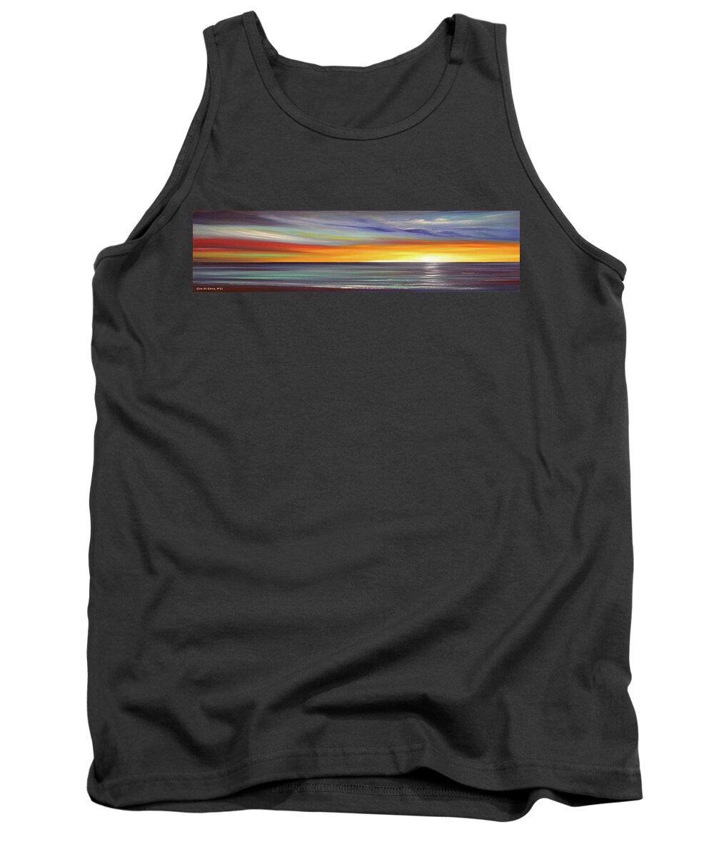 Sunset Tank Top featuring the painting In the Moment Panoramic Sunset by Gina De Gorna