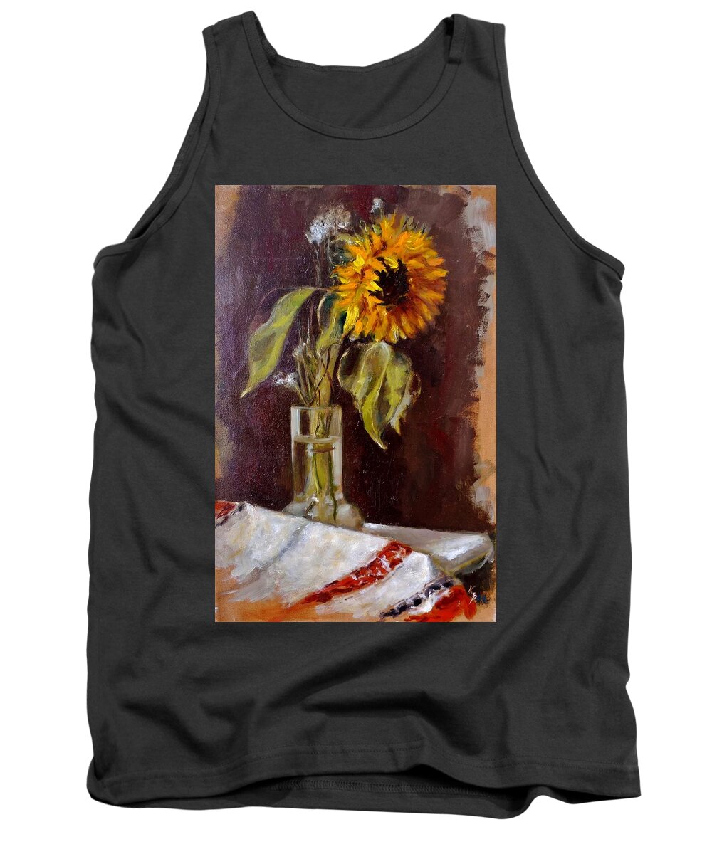 Sunflower Tank Top featuring the painting In the morning light by Karina Plachetka