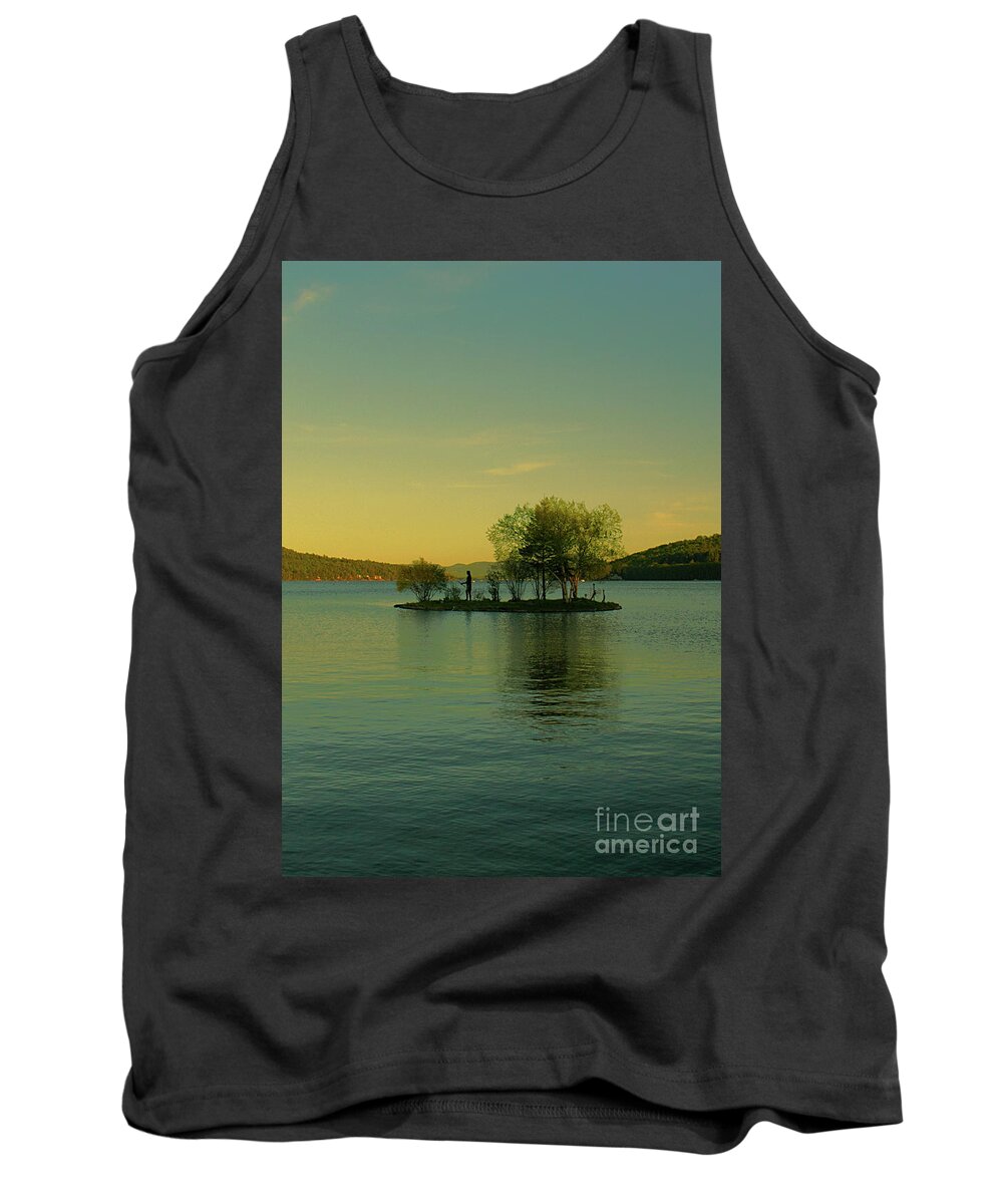 Indian Tank Top featuring the photograph Indian Island - Meredith, N H by Mim White