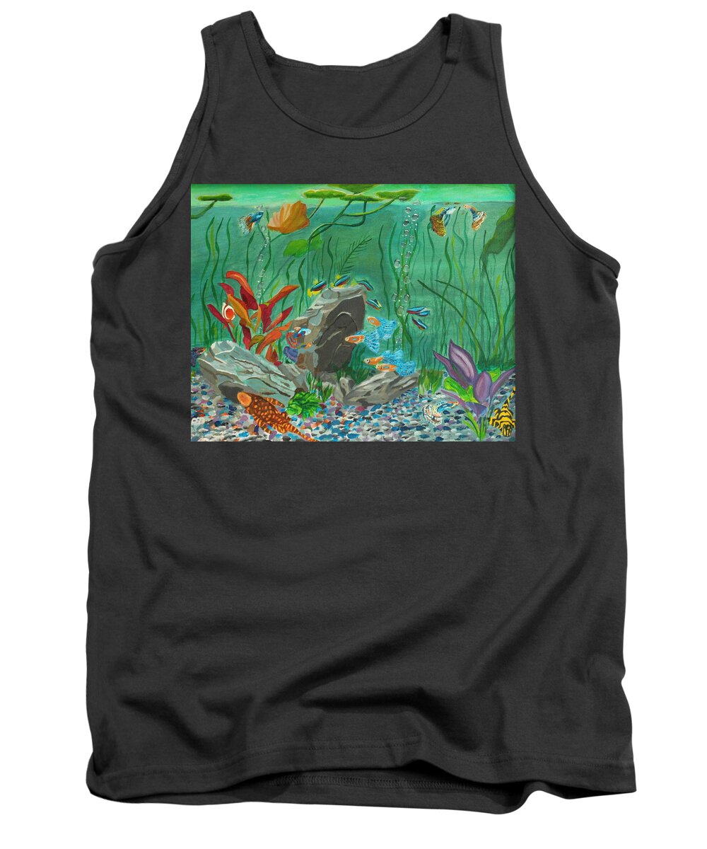 Fish Tank Top featuring the painting Iridescent Aquarium by David Bigelow