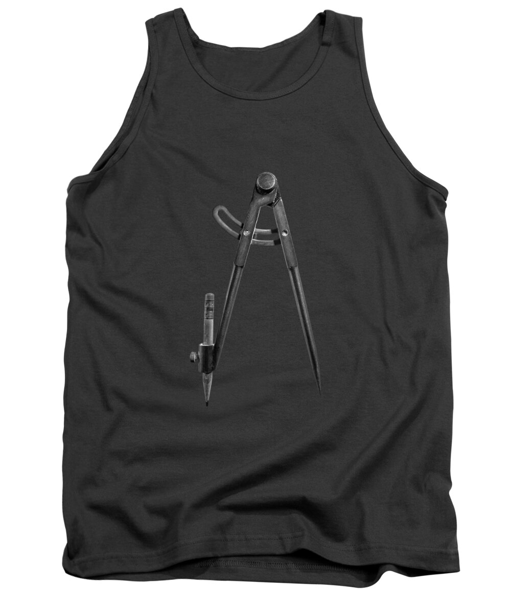 Industry Tank Top featuring the photograph Iron Compass Backside in BW by YoPedro