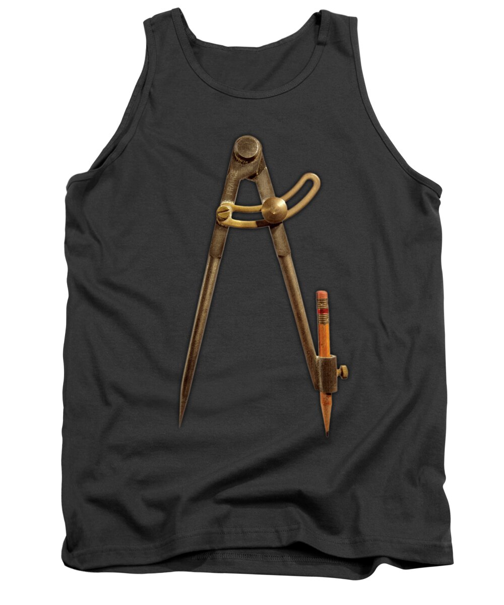 Boys Room Tank Top featuring the photograph Iron Compass on Black Paper by YoPedro