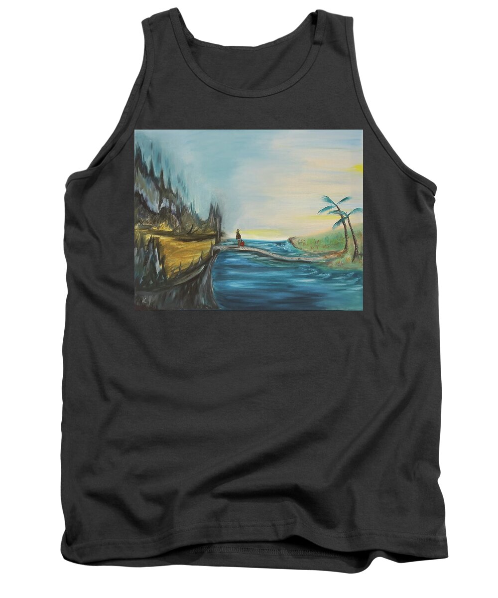 Journey Tank Top featuring the painting Jana's Journey by Neslihan Ergul Colley
