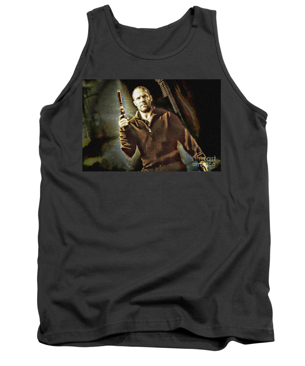 Jason Statham Tank Top featuring the painting Jason Statham - Actor Painting by Ian Gledhill