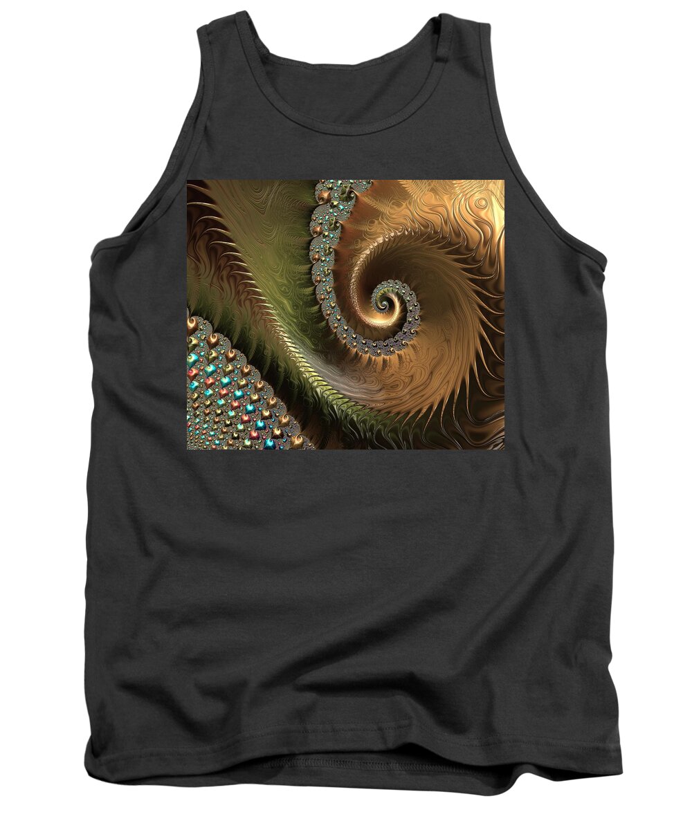 Jewel And Spiral Abstract Tank Top featuring the digital art Jewel and Spiral Abstract by Marianna Mills