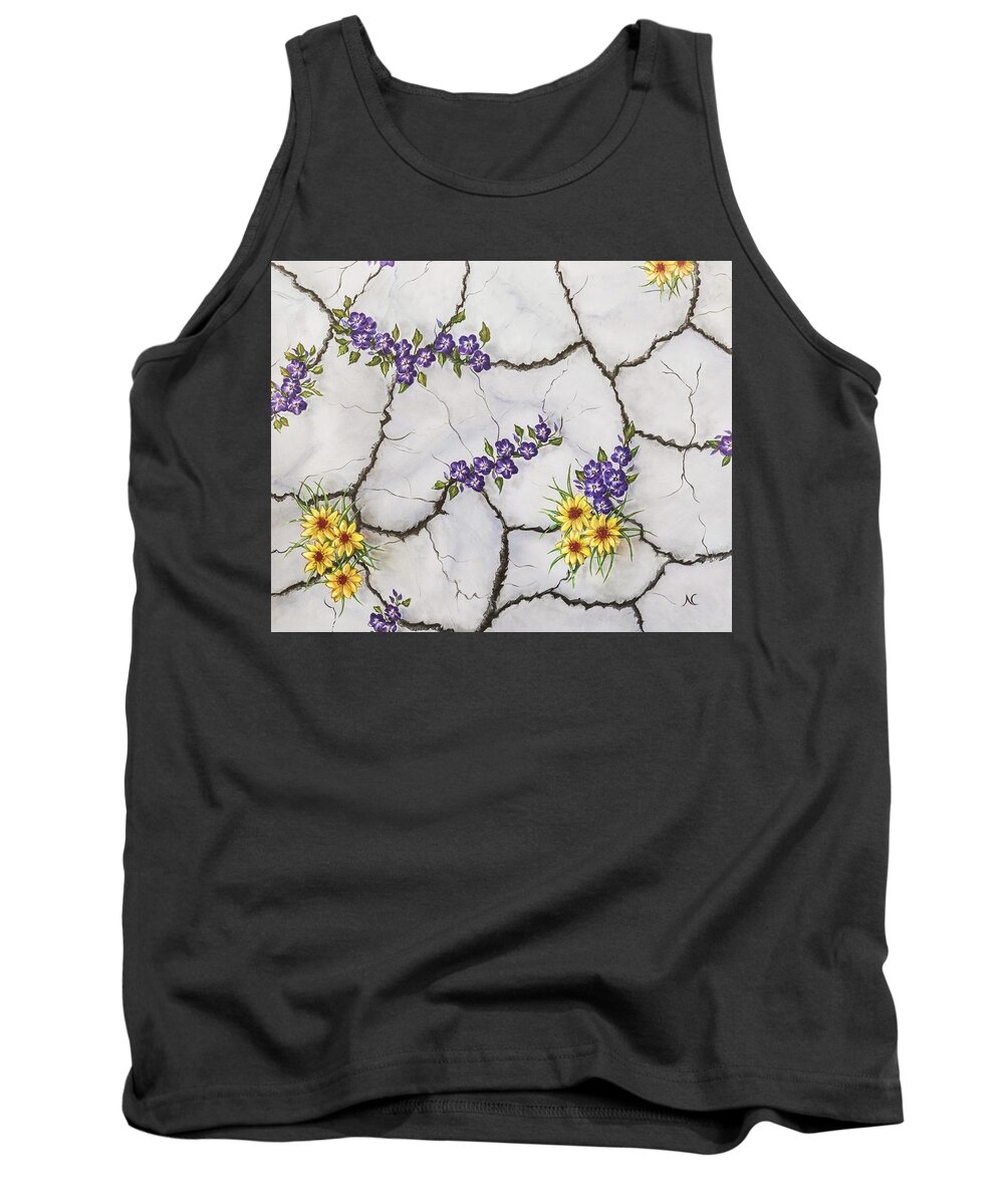 Flowers Tank Top featuring the painting Jewels of the Desert by Neslihan Ergul Colley