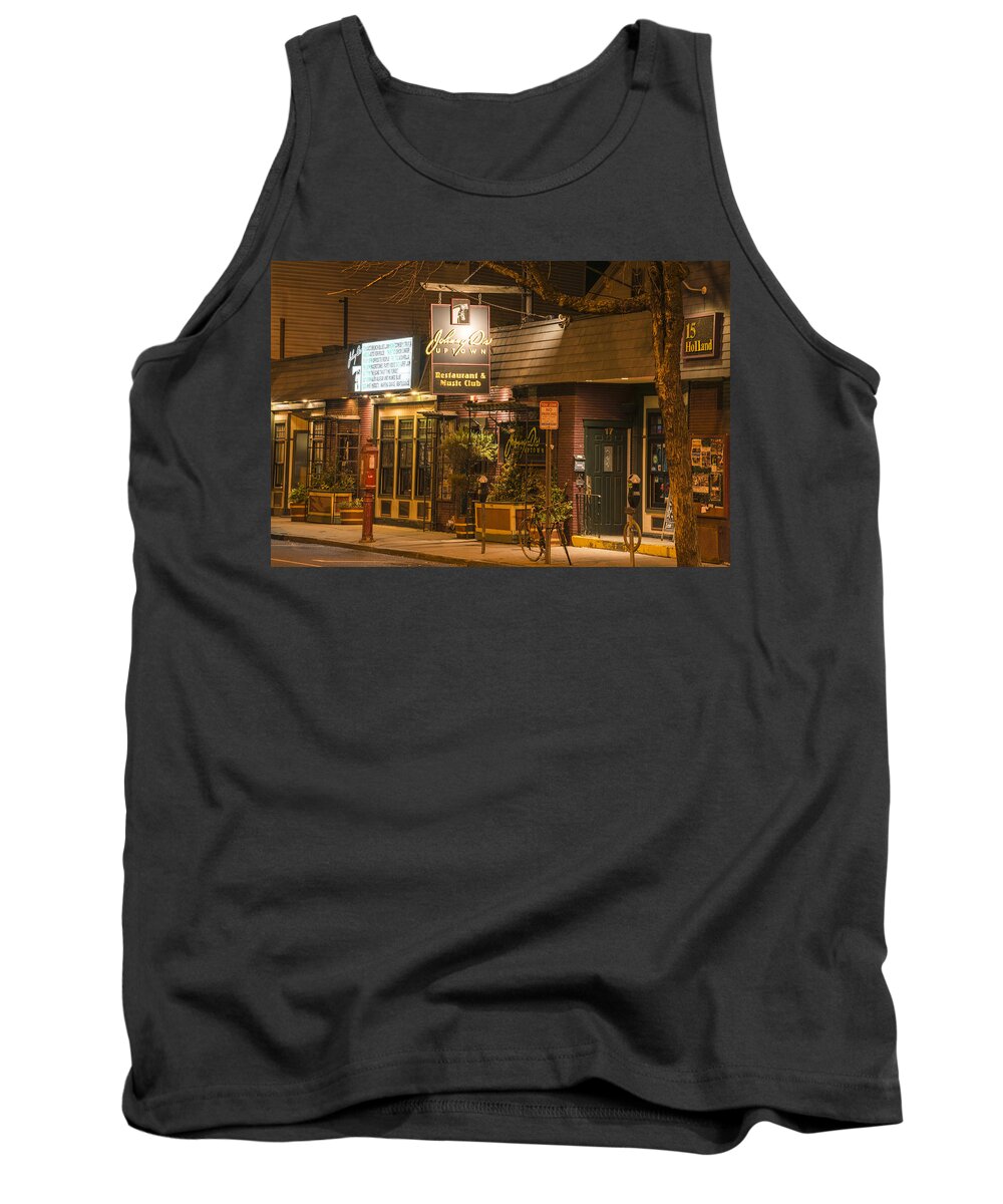 Johnny Tank Top featuring the photograph Johnny Ds Music Club in Davis Square Somerville MA by Toby McGuire
