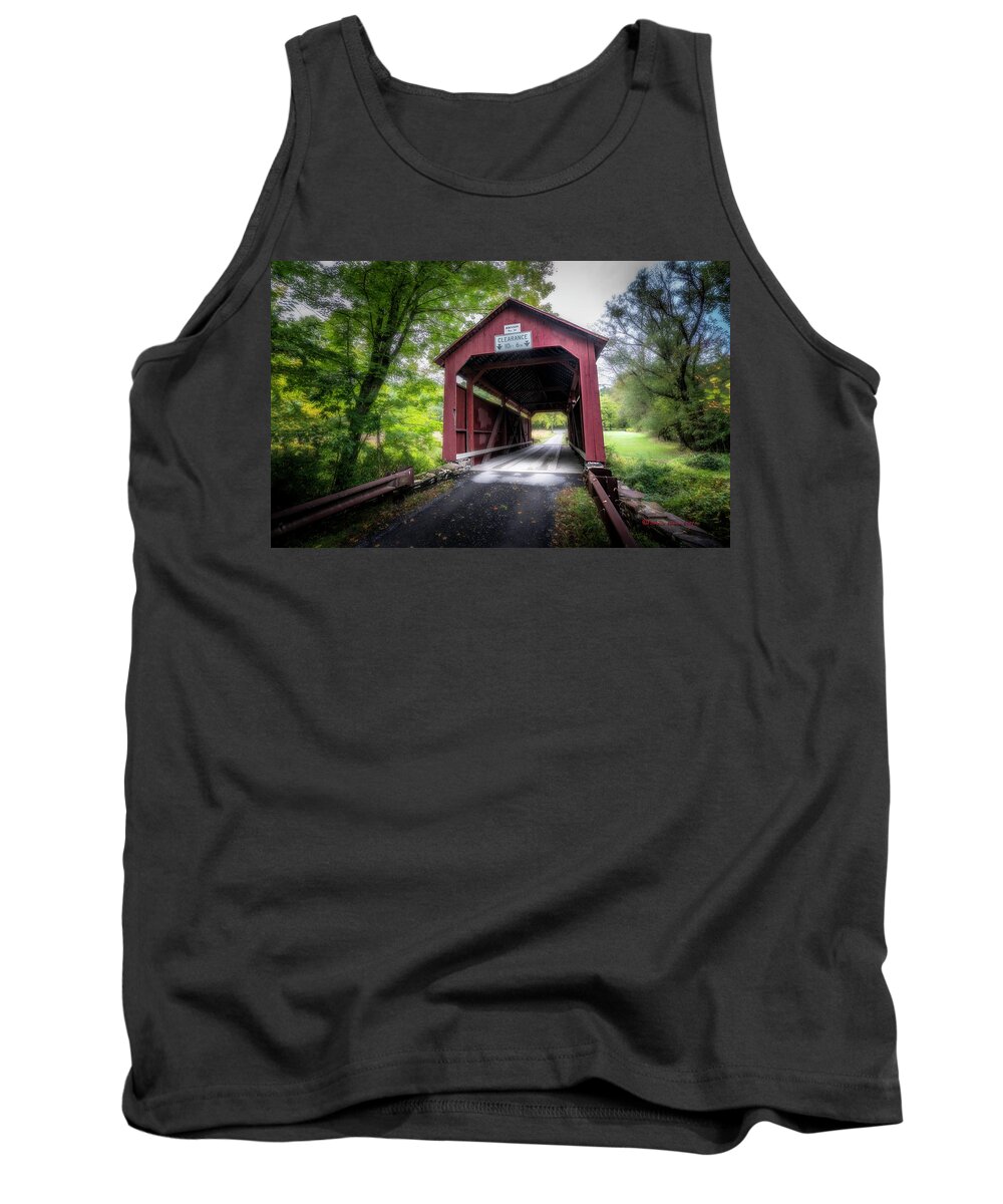 Bridge Tank Top featuring the photograph Johnson Covered Bridge by Marvin Spates