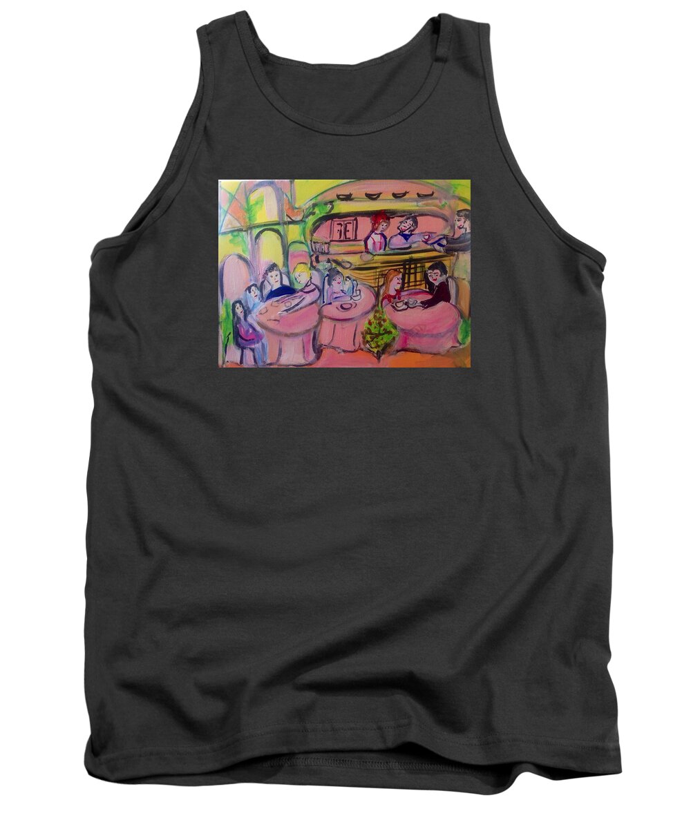 Sounds Tank Top featuring the painting Joyful tinkling bells cafe by Judith Desrosiers
