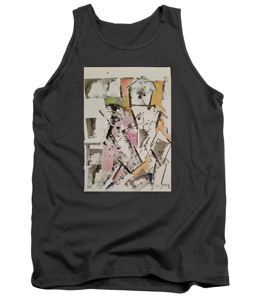 French Press Tank Top featuring the painting Just add Coffee waiting on French Press by James Christiansen