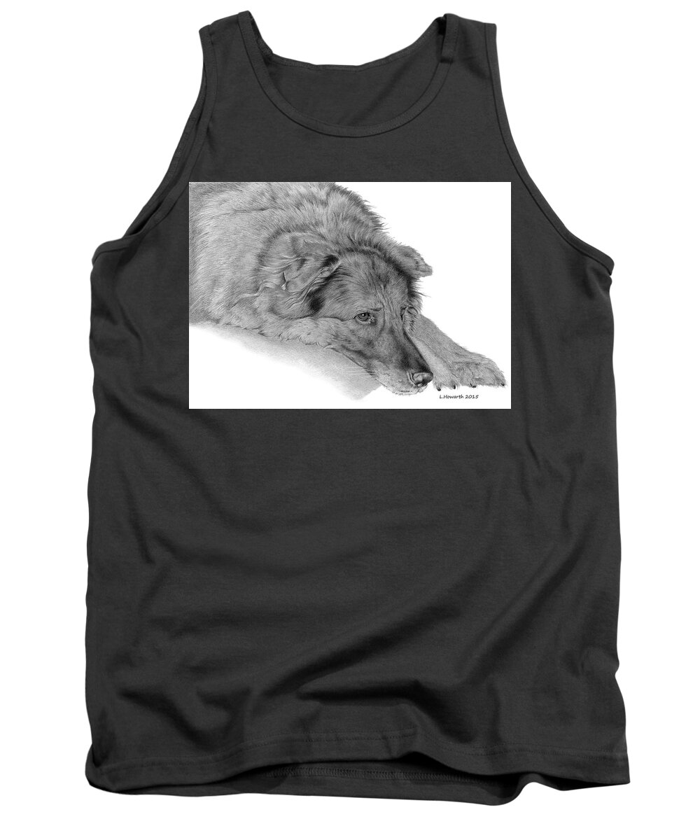 Dog Tank Top featuring the drawing Just Another Day by Louise Howarth