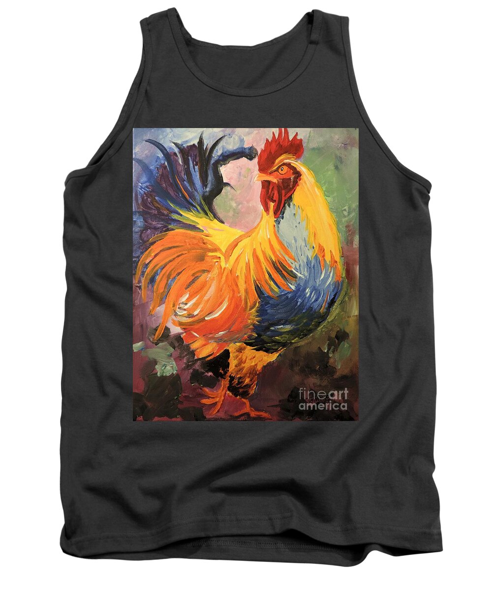 Bright Tank Top featuring the painting Just Don't Call Me Chicken by Tom Riggs