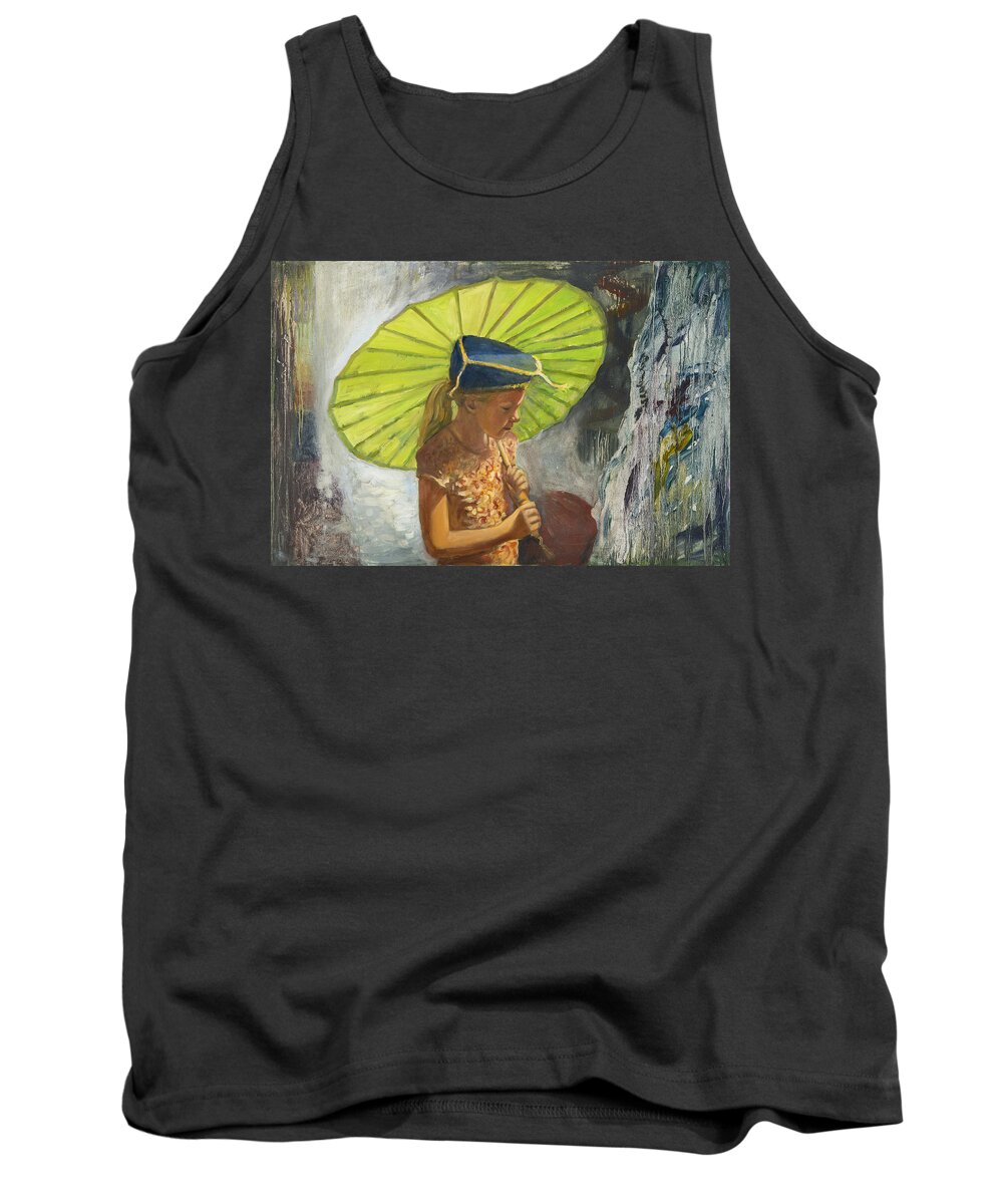 Girl Tank Top featuring the painting Katemandu by Laura Lee Cundiff