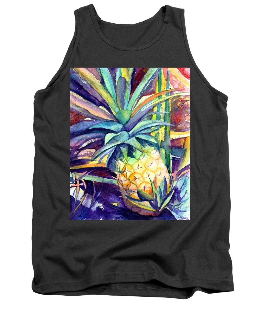 Pineapple Tank Top featuring the painting Kauai Pineapple 4 by Marionette Taboniar