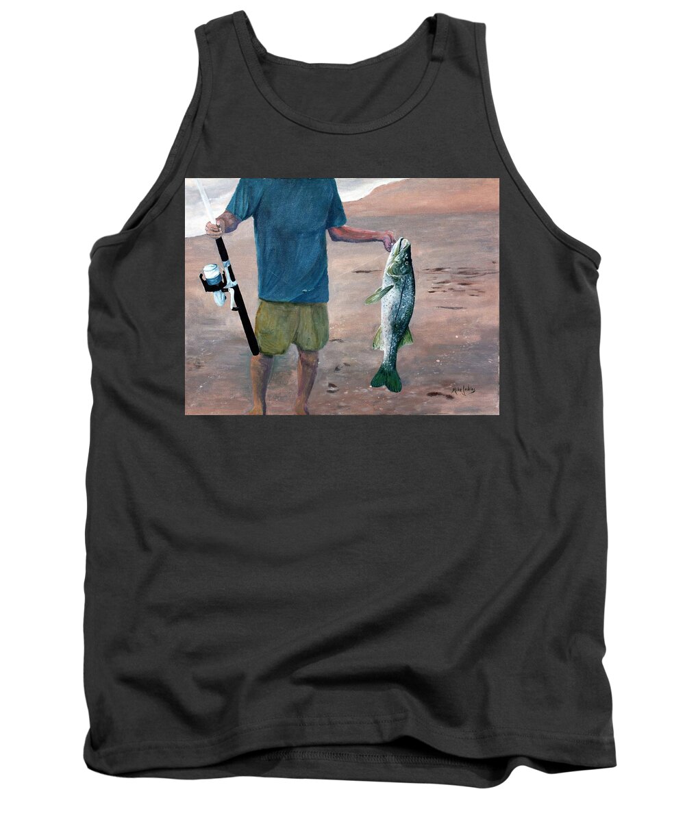 Snook Tank Top featuring the painting Keeper My First Snook by Mike Jenkins