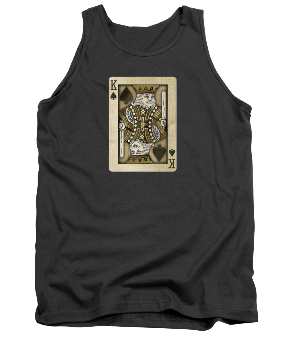 Black Tank Top featuring the photograph King of Spades in Wood by YoPedro