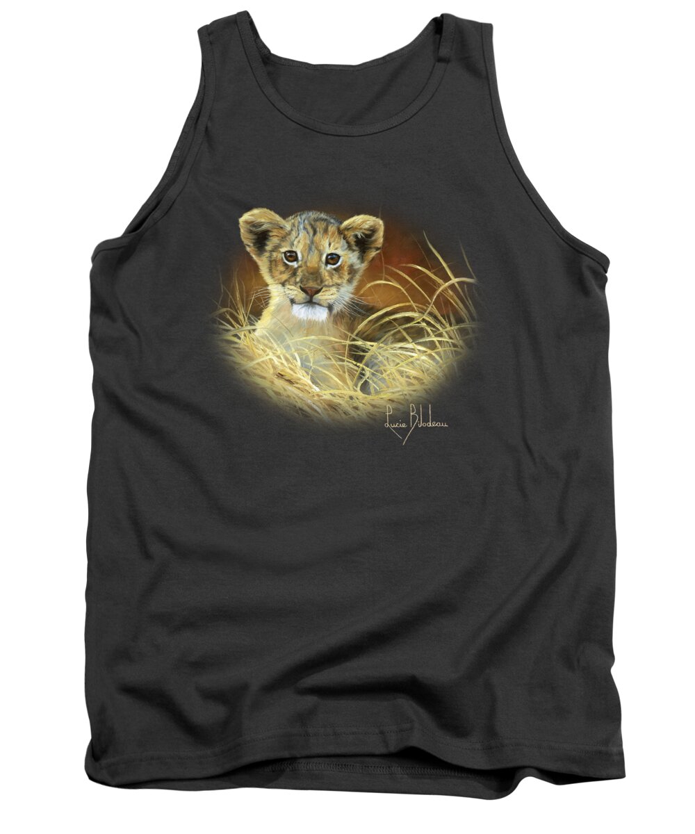 Lion Tank Top featuring the painting King To Be by Lucie Bilodeau