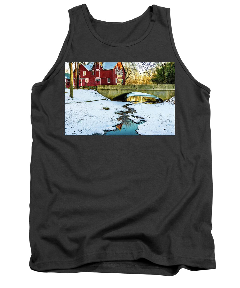 Kirbys Mill Tank Top featuring the photograph Kirby's Mill Landscape - Creek by Louis Dallara