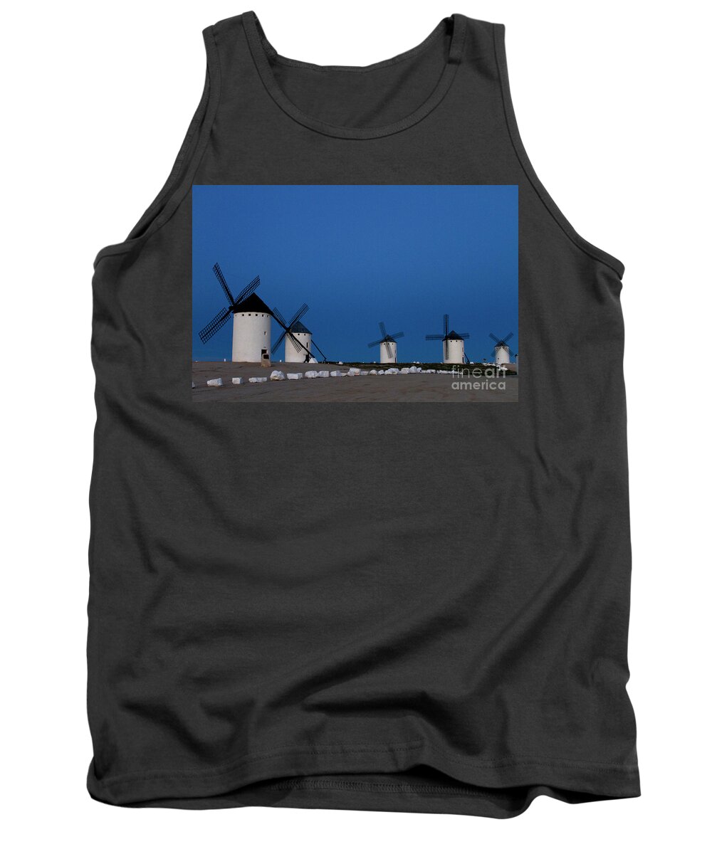 Landscape Tank Top featuring the photograph La Mancha Windmills by Heiko Koehrer-Wagner