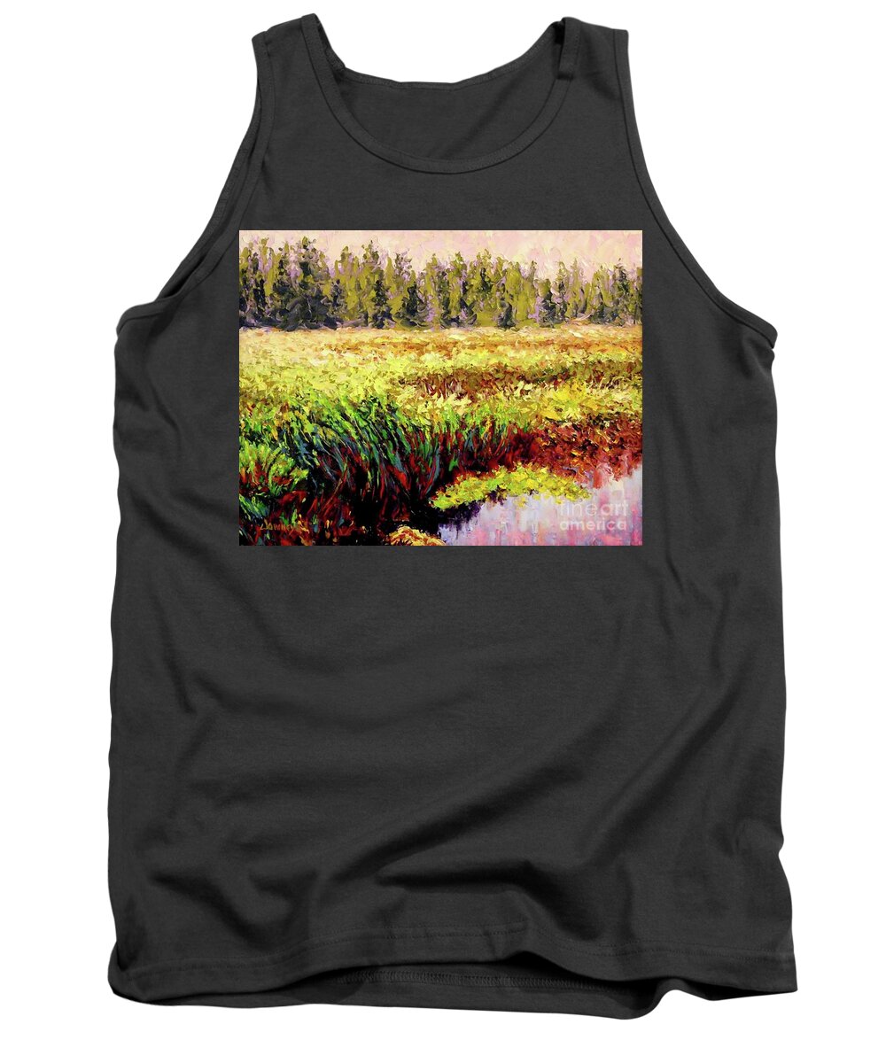 Oil Painting Tank Top featuring the painting Lagoon near Shasta by Carl Downey