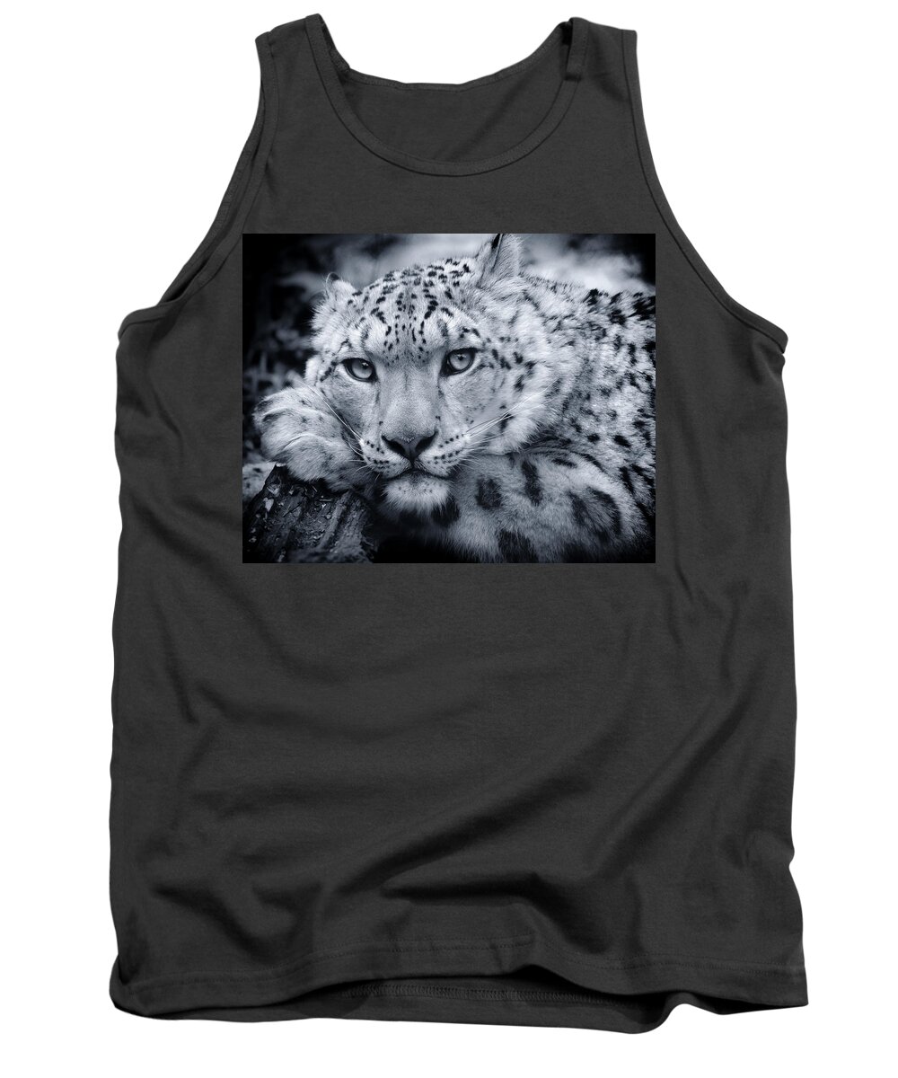 Snow Leopard Tank Top featuring the photograph Large Snow Leopard Portrait by Chris Boulton