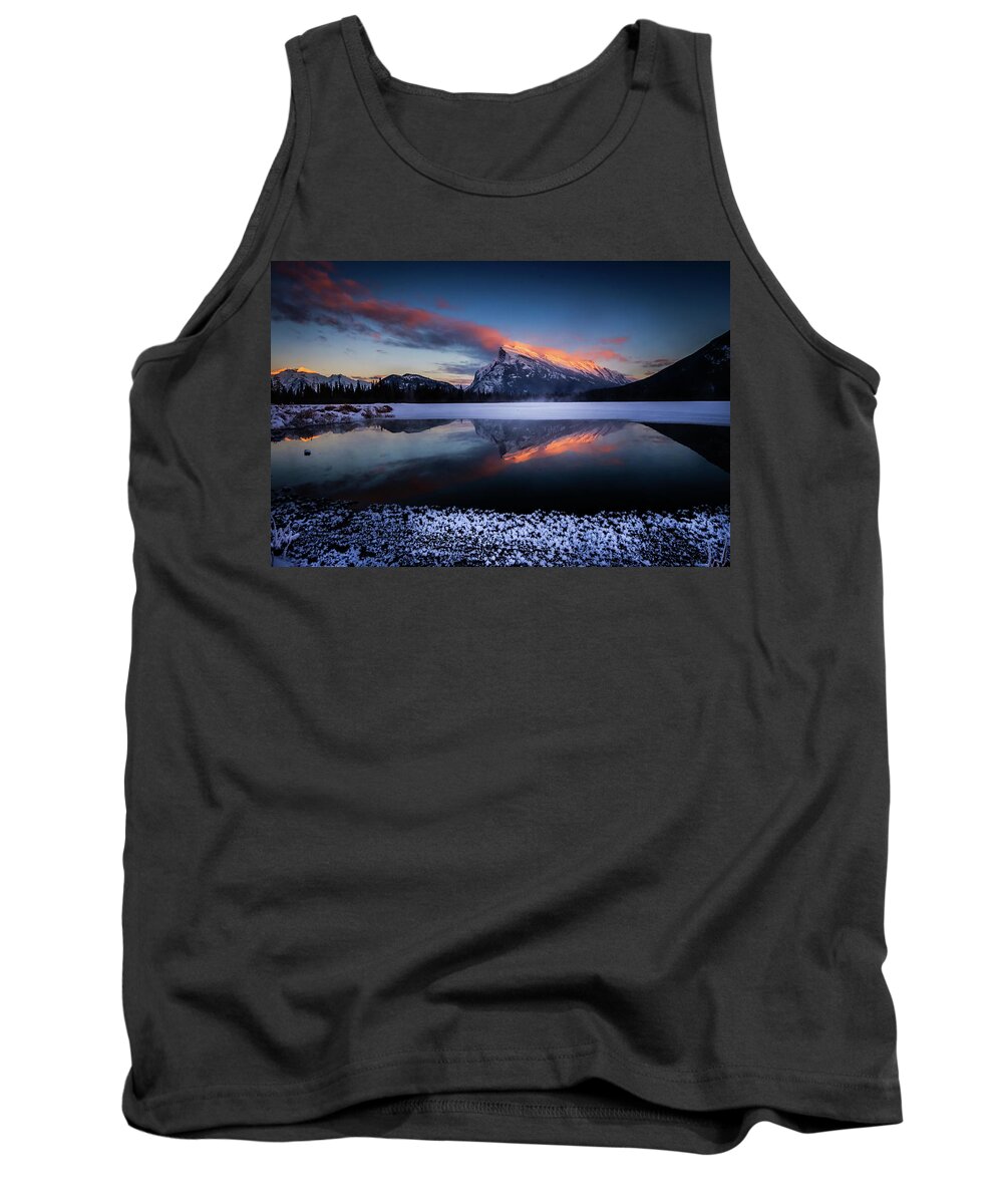 Canada Tank Top featuring the photograph Last Light on Mount Rundle by Peter OReilly