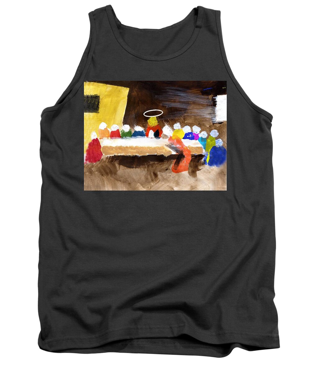 Jesus Tank Top featuring the mixed media LastSupper by Curtis J Neeley Jr