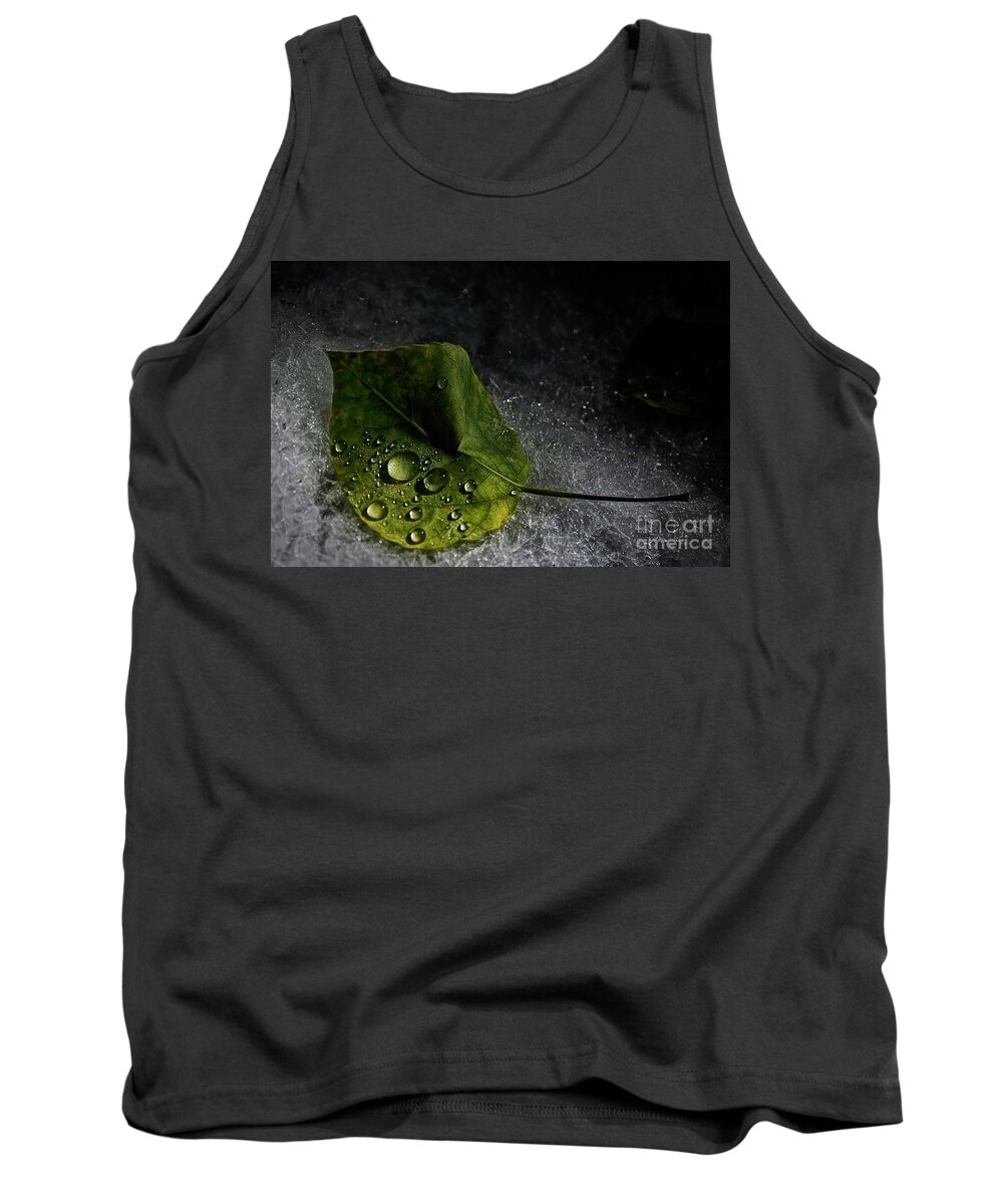 Cinematic Tank Top featuring the photograph Leaf Droplets by Brad Allen Fine Art