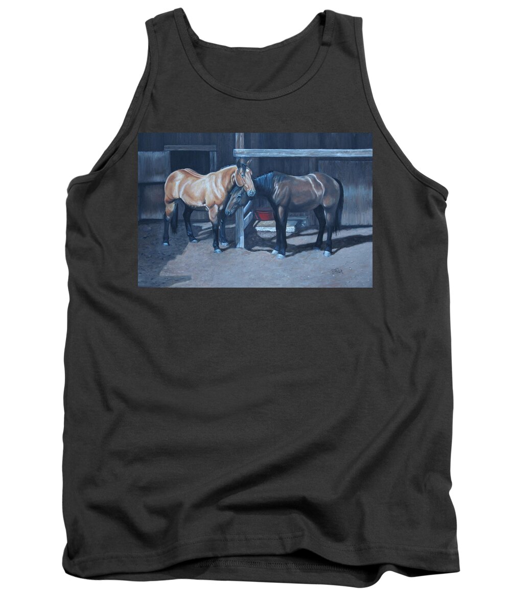 Horses Tank Top featuring the painting Lean On Me by Tammy Taylor