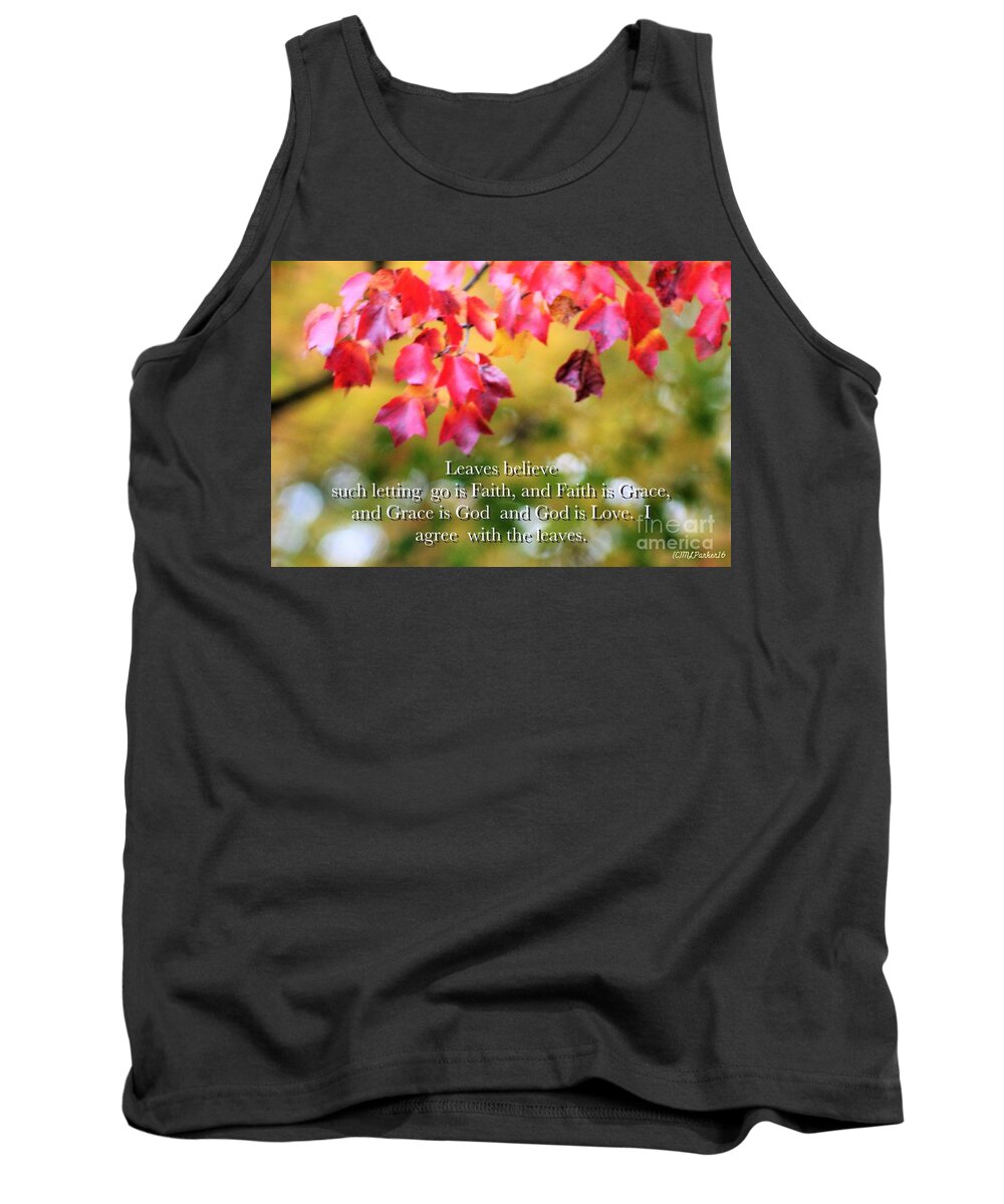 Mix Media Tank Top featuring the mixed media Leaves Believe by MaryLee Parker