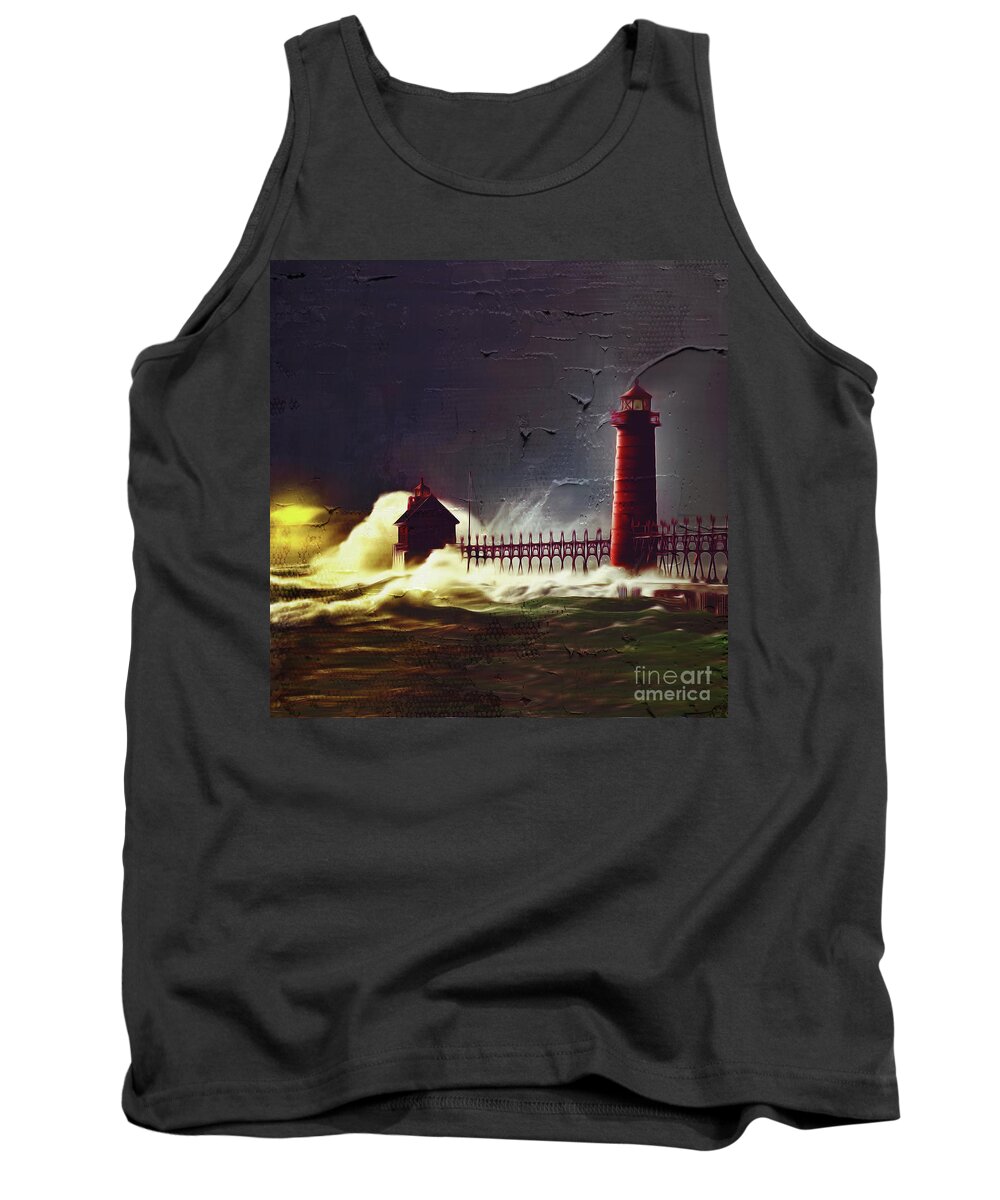 Long Beach Tank Top featuring the painting Light house 07 by Gull G