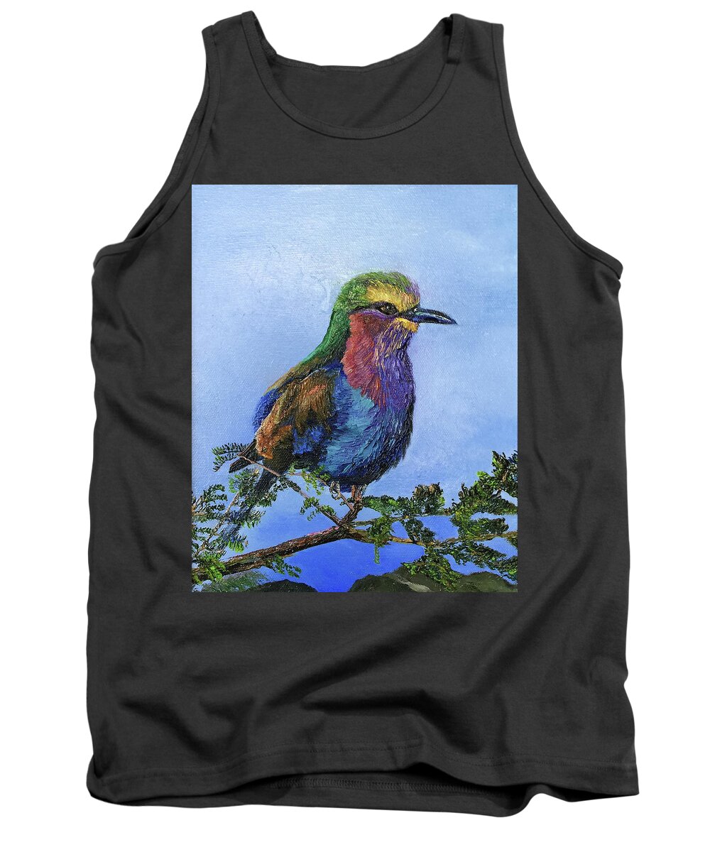 Bird Tank Top featuring the painting Lilac Breasted Roller by Terry R MacDonald
