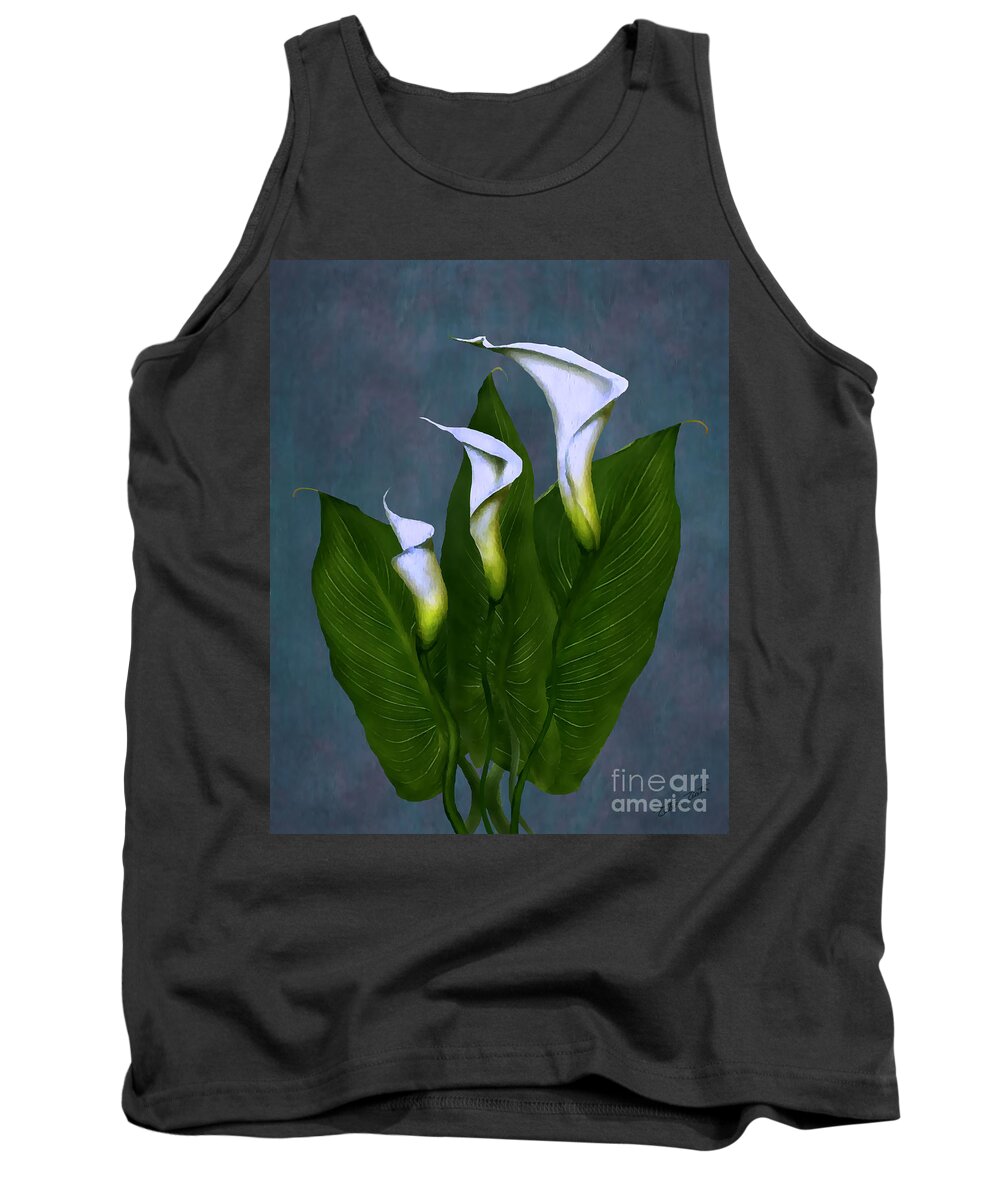 White Calla Lilies Tank Top featuring the painting White Calla Lilies #1 by Peter Piatt