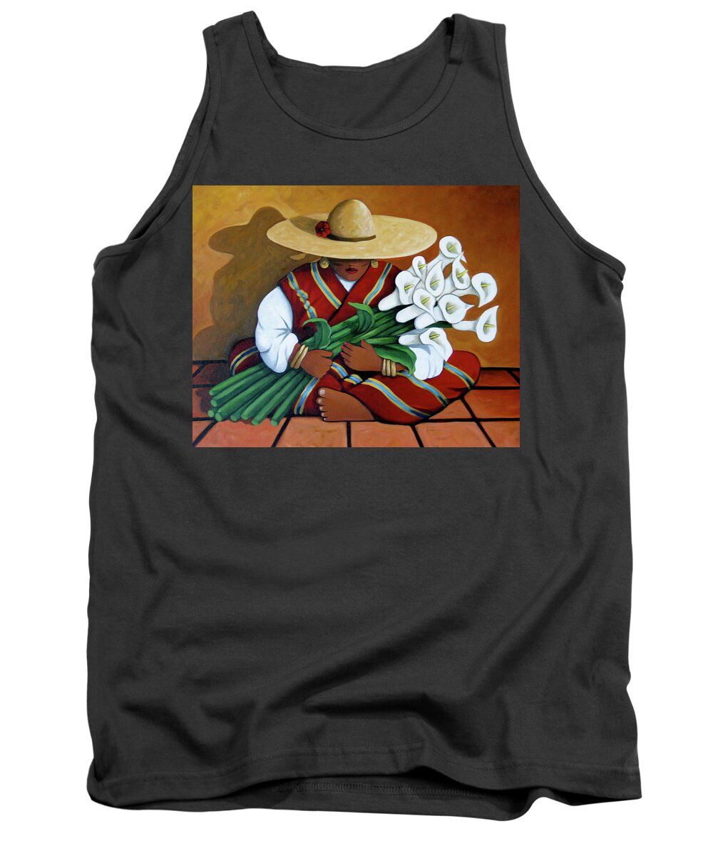 Contemporary Native American Art Tank Top featuring the painting Lily Woman by Lance Headlee