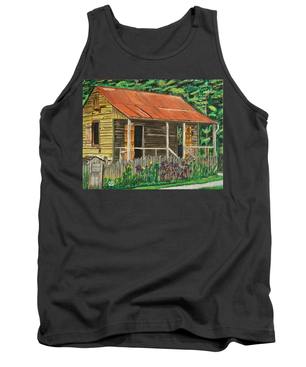 Little Cabin Tank Top featuring the painting Little Cabins by David Bigelow